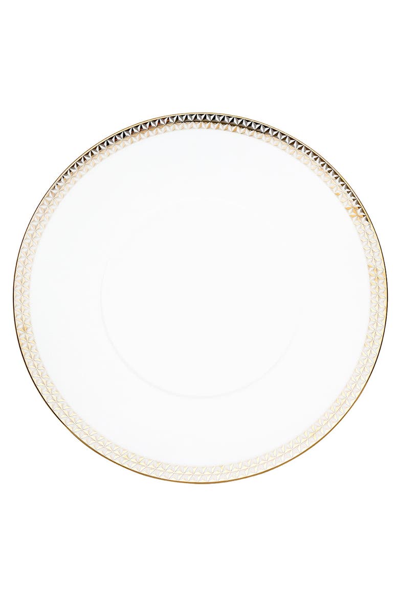 Gem Cut Gold Charger Plate, Main, color, White