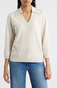 Wit & Wisdom Bead Trim Sweater