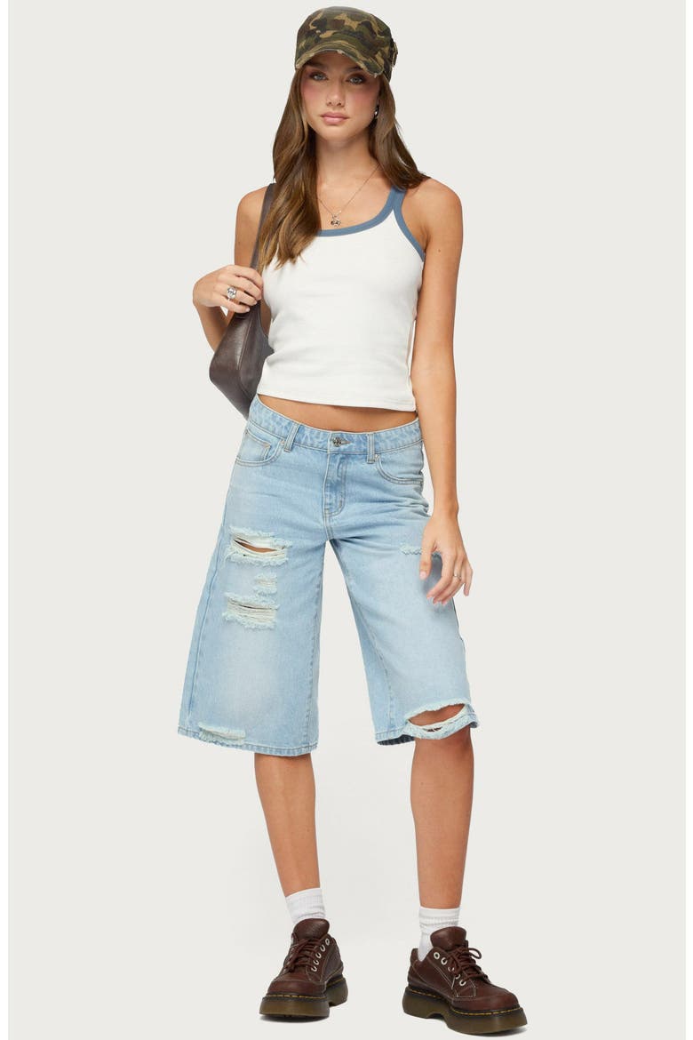 Eida Contrast Ribbed Tank Top, Alternate, color, WHITE-AND-BLUE