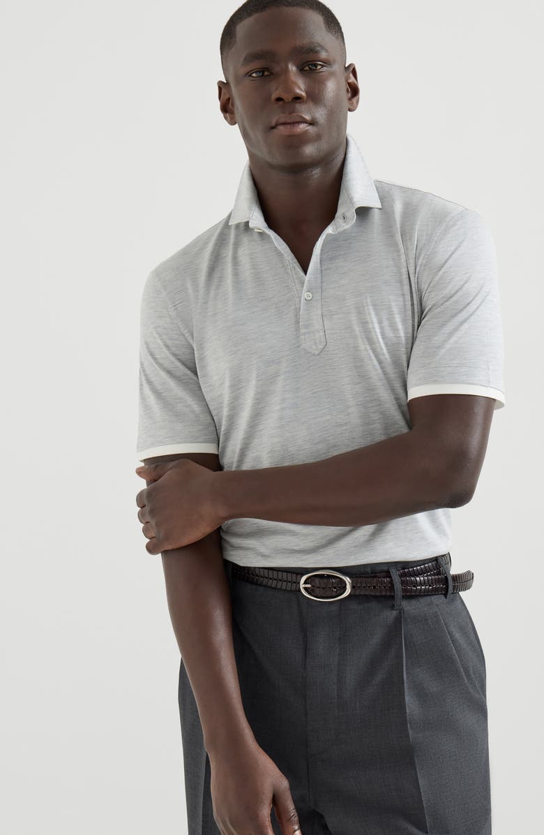 Brunello Cucinelli Polo with shirt collar, Alternate, color, Off-White