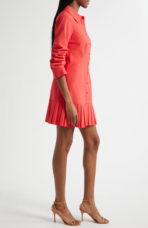 Cinq À Sept Lucilla Topstitched Pleated-hem Mini Shirtdress In Multi