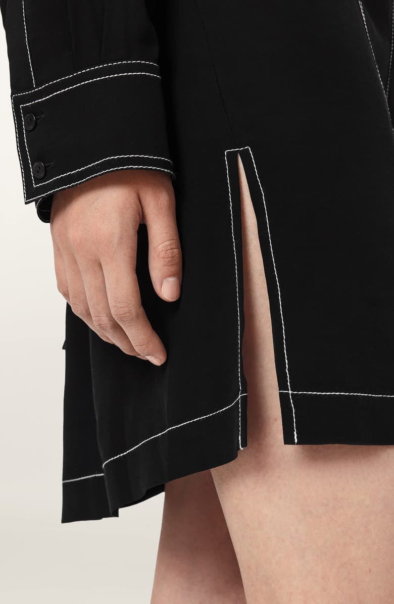 AllSaints Tala Long Sleeve Shirtdress, Alternate, color, Black