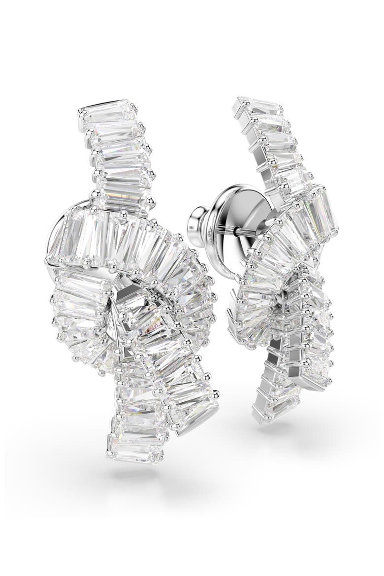 Matric Knot Drop Earrings, Alternate, color, WHITE/ SILVER