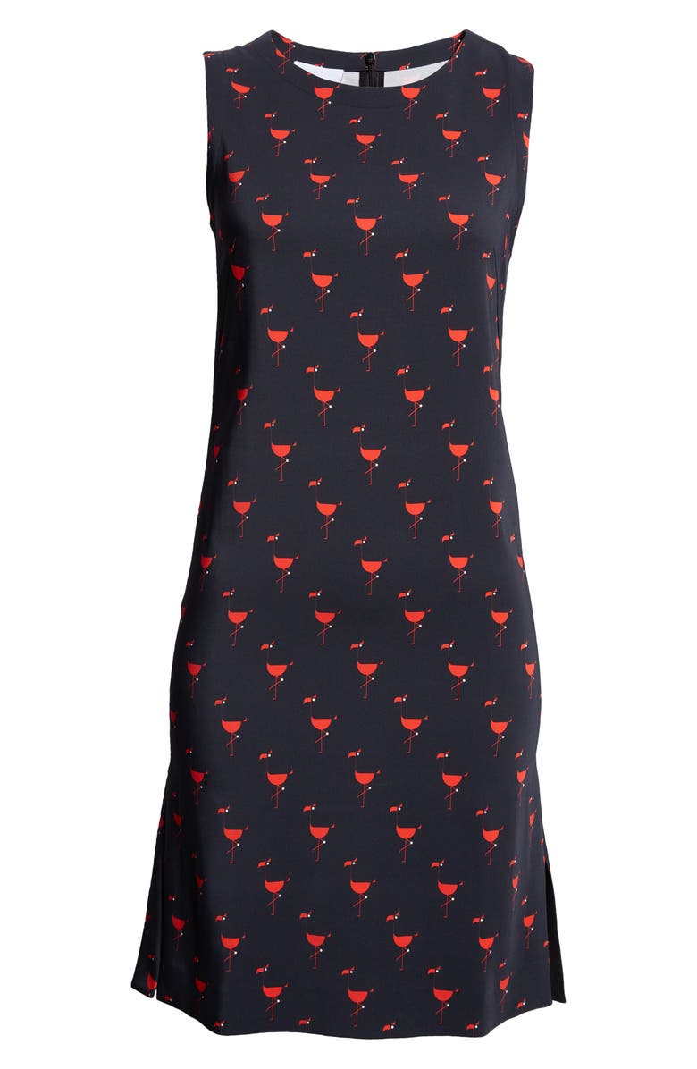 Akris punto Flamingo Print Sleeveless Crepe Shift Dress, Alternate, color, 