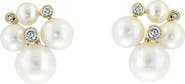 EFFY 14K Yellow Gold Diamond Fresh Water Pearl Cluster Earrings