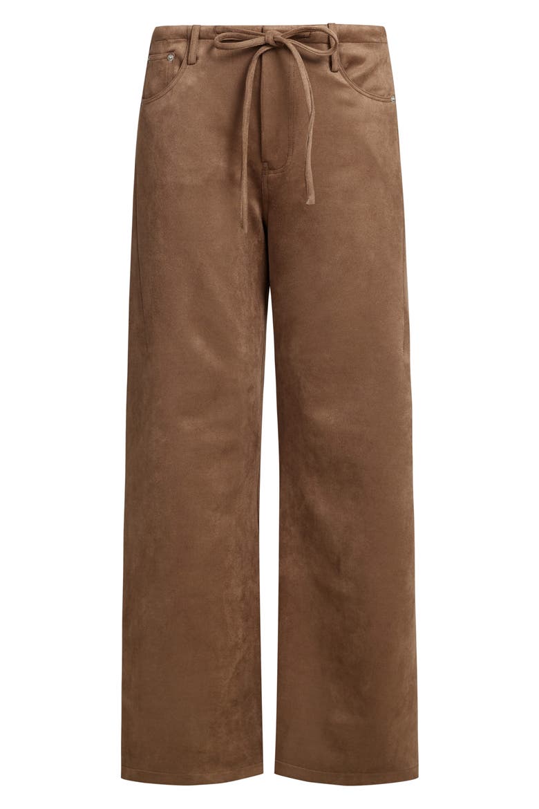 Dusty Faux Suede Straight Leg Pants, Alternate, color, COFFEE