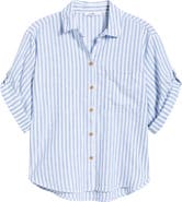beachlunchlounge Mason Short Sleeve Stripe Button-Up Shirt