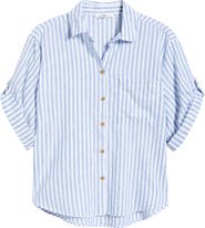 beachlunchlounge Mason Short Sleeve Stripe Button-Up Shirt