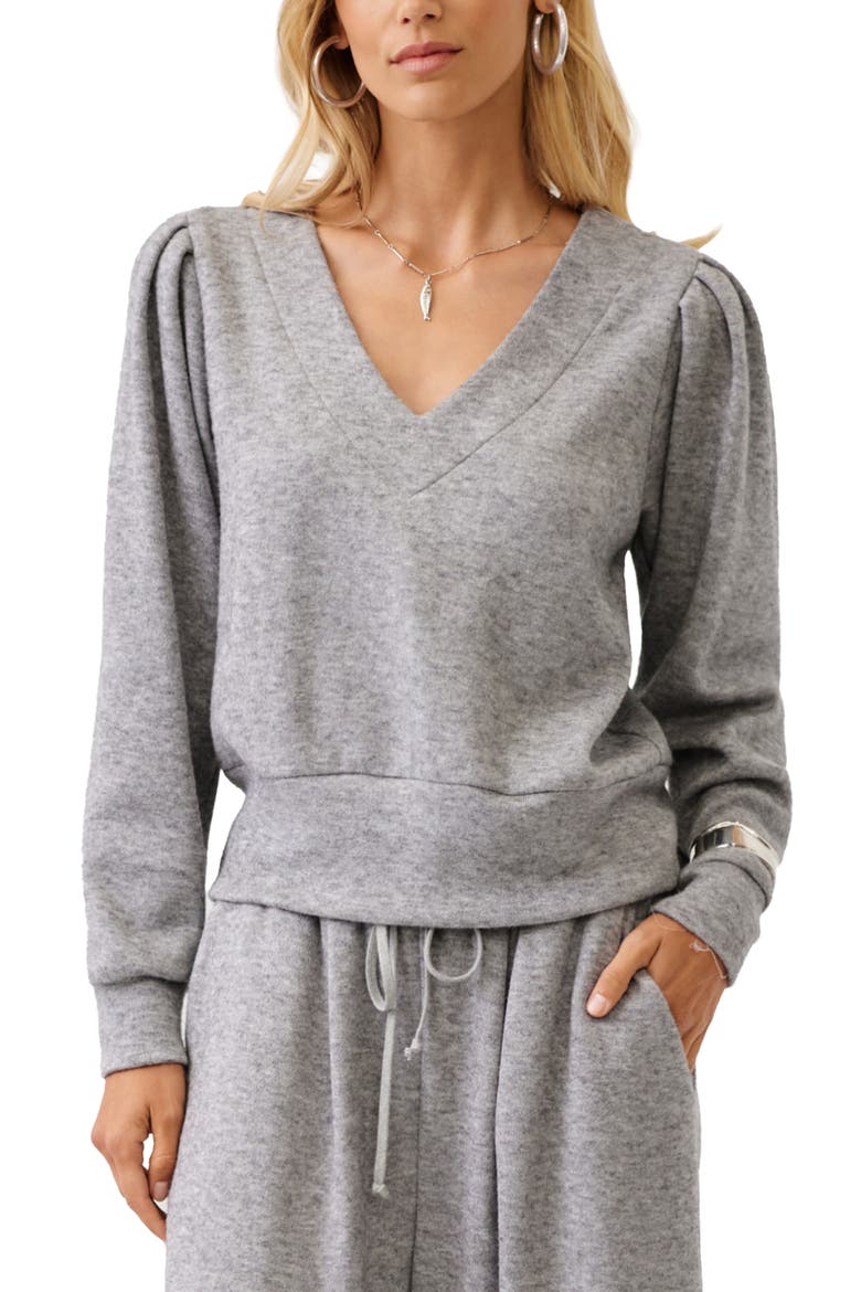 Cambria Pleated Sleeve Top, Main, color, GRAY