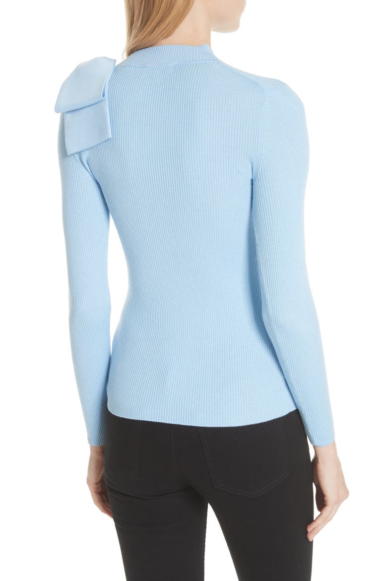Bow Detail Ribbed Sweater, Alternate, color, PALE BLUE