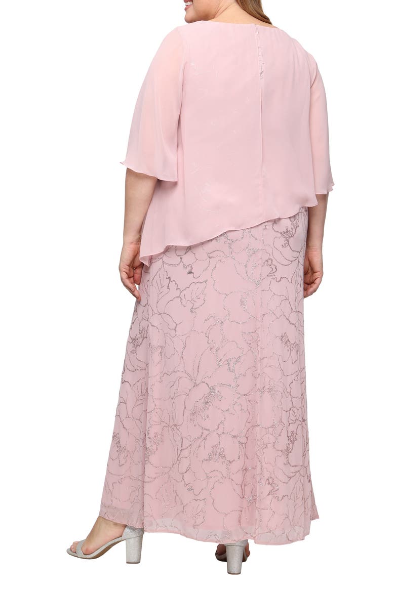Glitter Chiffon Gown, Alternate, color, BLUSH