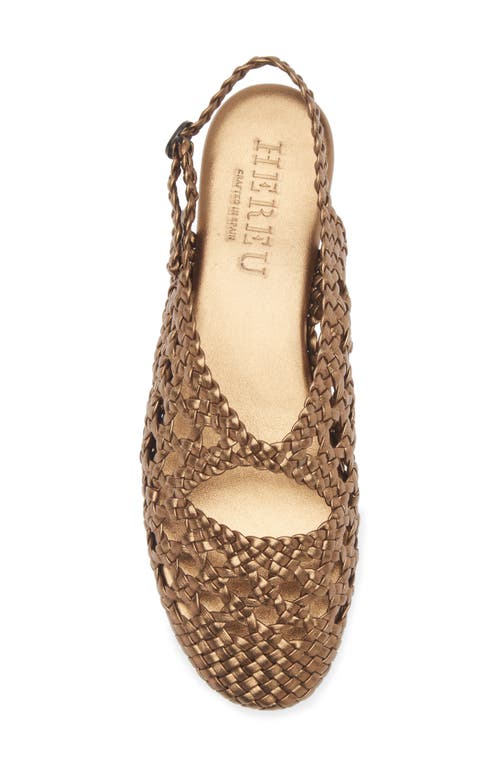Hereu Empuria Metallic Woven Sandal In Gold