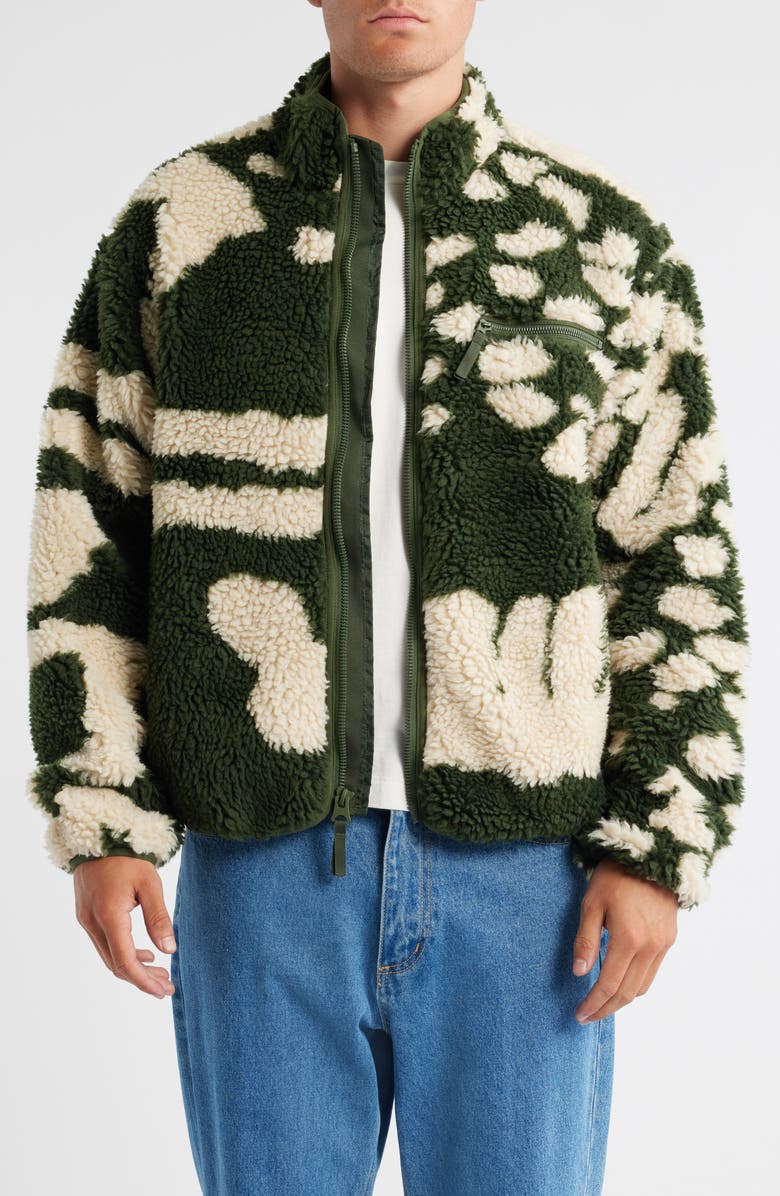 Obey Shaggy Fleece Jacket, Main, color, Kombu Green Multi