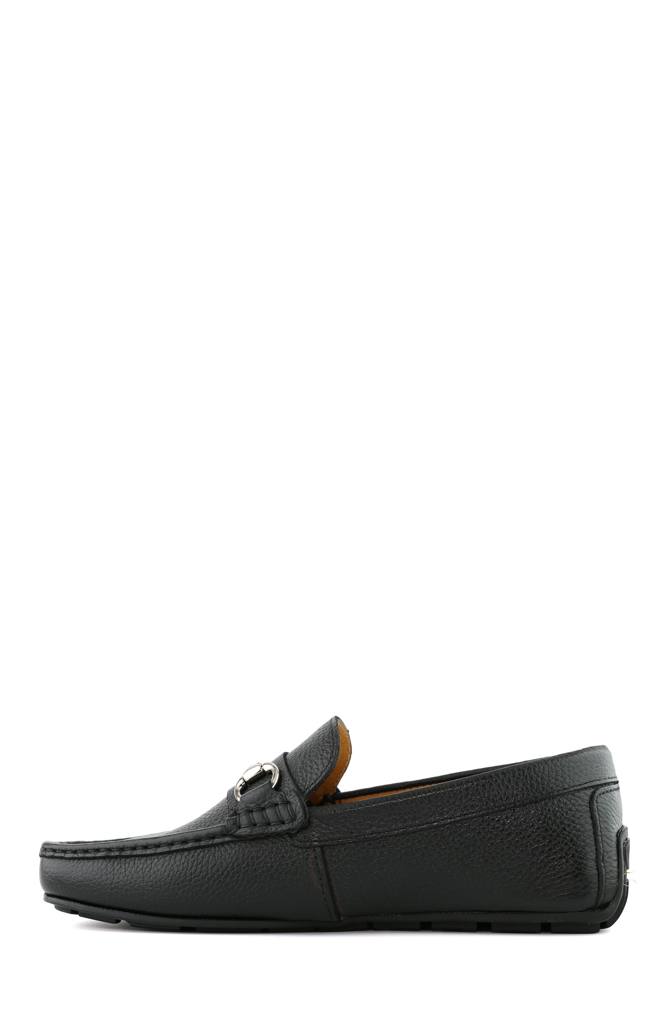 Central Park Leather Slip on Buckle Loafer, Alternate, color, Black Grainy Leather