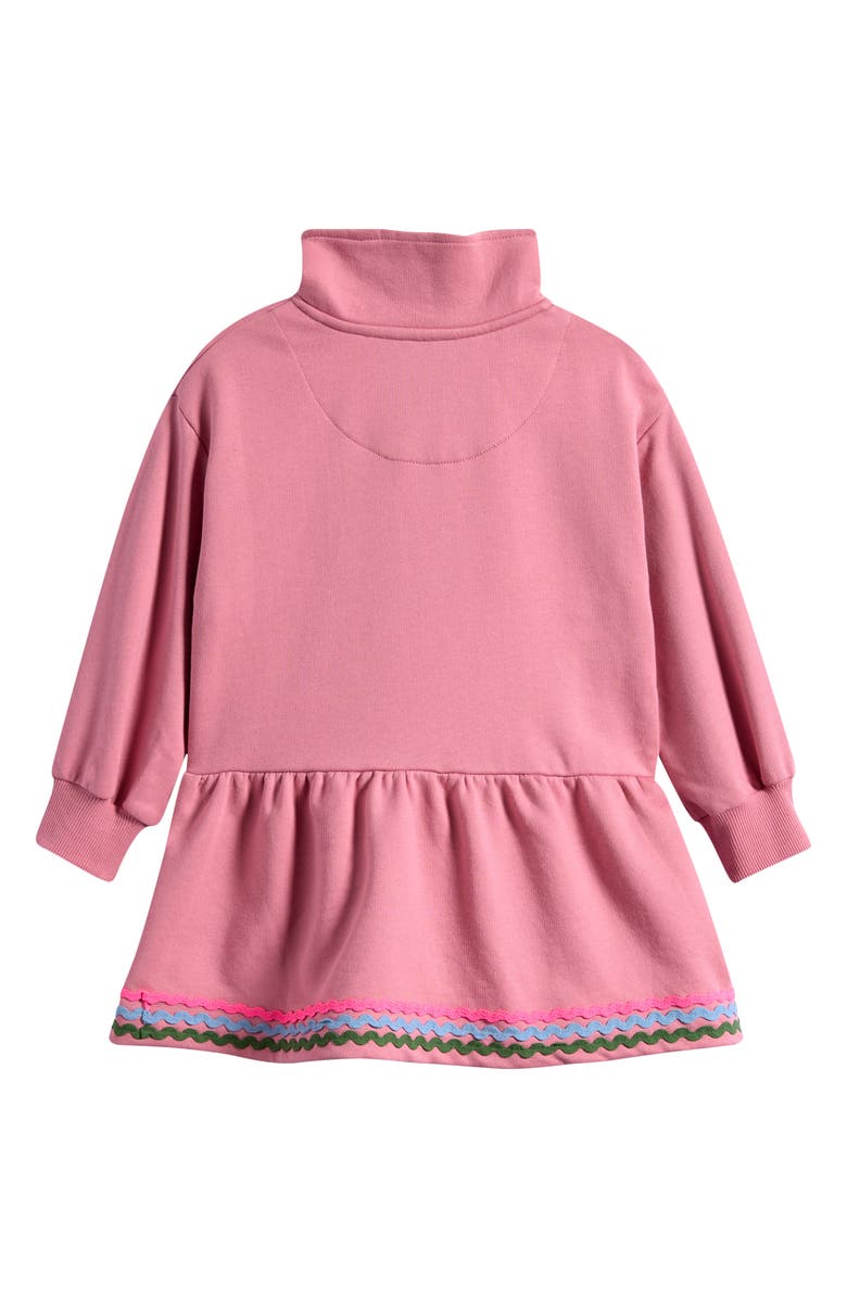 Mini Boden Kids' Rackrack Trim Half Zip Sweatshirt Dress, Alternate, color, Pink Haze