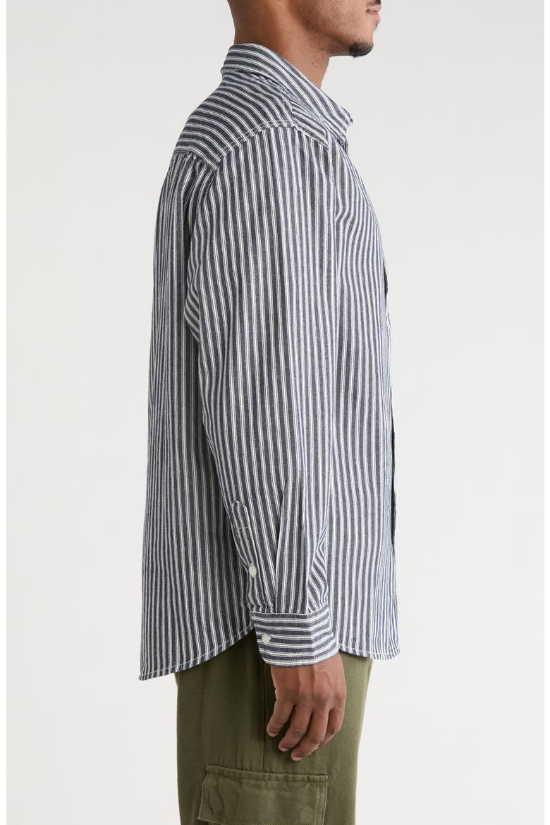 Lawson Stripe Cotton Button-Up Shirt, Alternate, color, PARISIAN NIGHT
