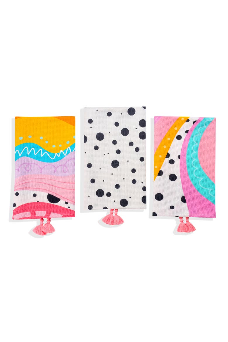 Abstract Pop Art Set of 3 Kitchen Towels, Main, color, MULTI-COLOR/ YELLOW/