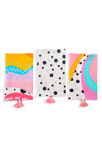 Tiramisu Abstract Pop Art Set Of 3 Kitchen Towels In Multi