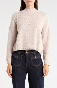 JASON WU Fringe Mock Neck Crop Sweater