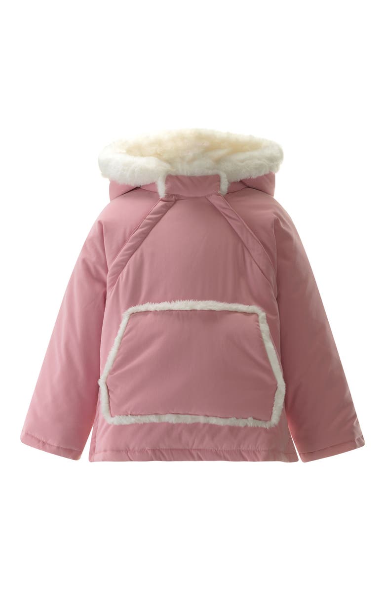 Rachel Riley Pink Faux Fur Trim Coat, Main, color, Pink