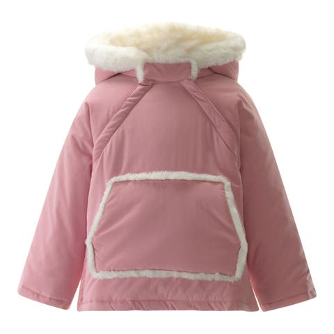 Pink Faux Fur Trim Coat