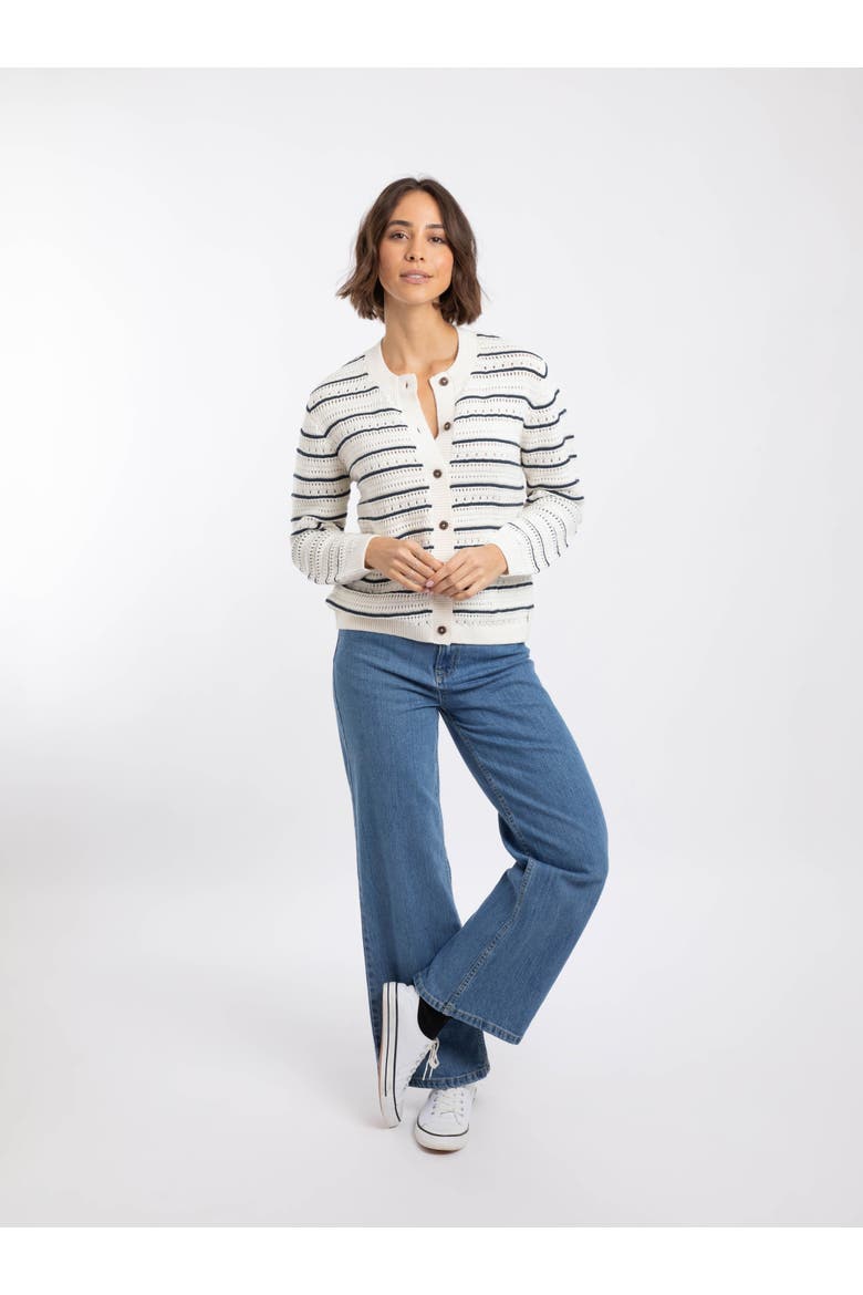 Romilly Pointelle Striped Cardigan, Alternate, color, Light Cream