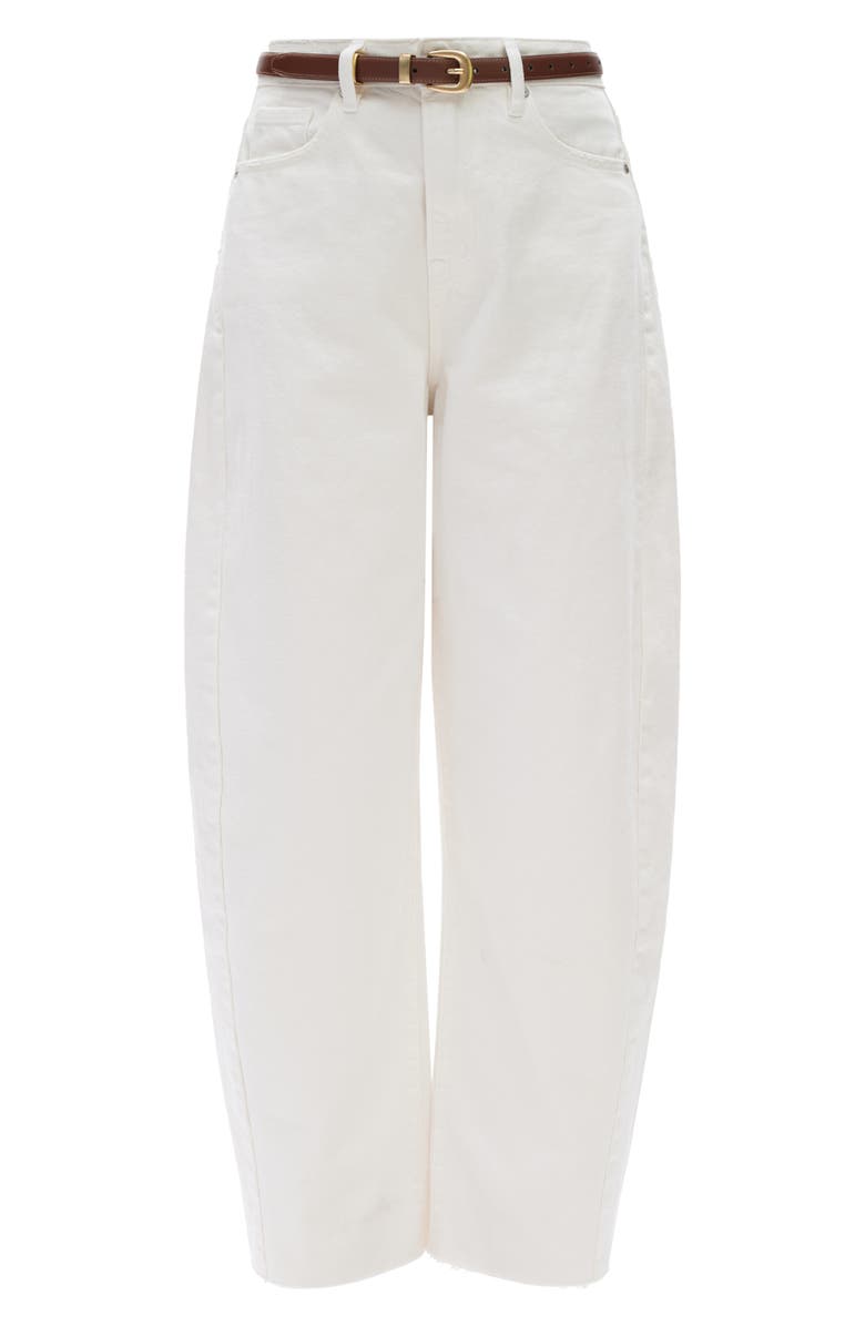 Bayeas Raw Hem Super High Waist Barrel Jeans, Alternate, color, White