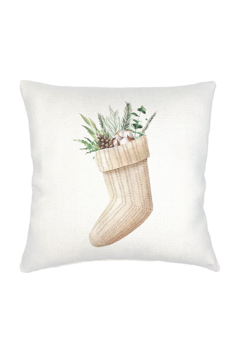 Christmas Stocking Velvet Pillow with Down Alternative Insert, Main, color, Green