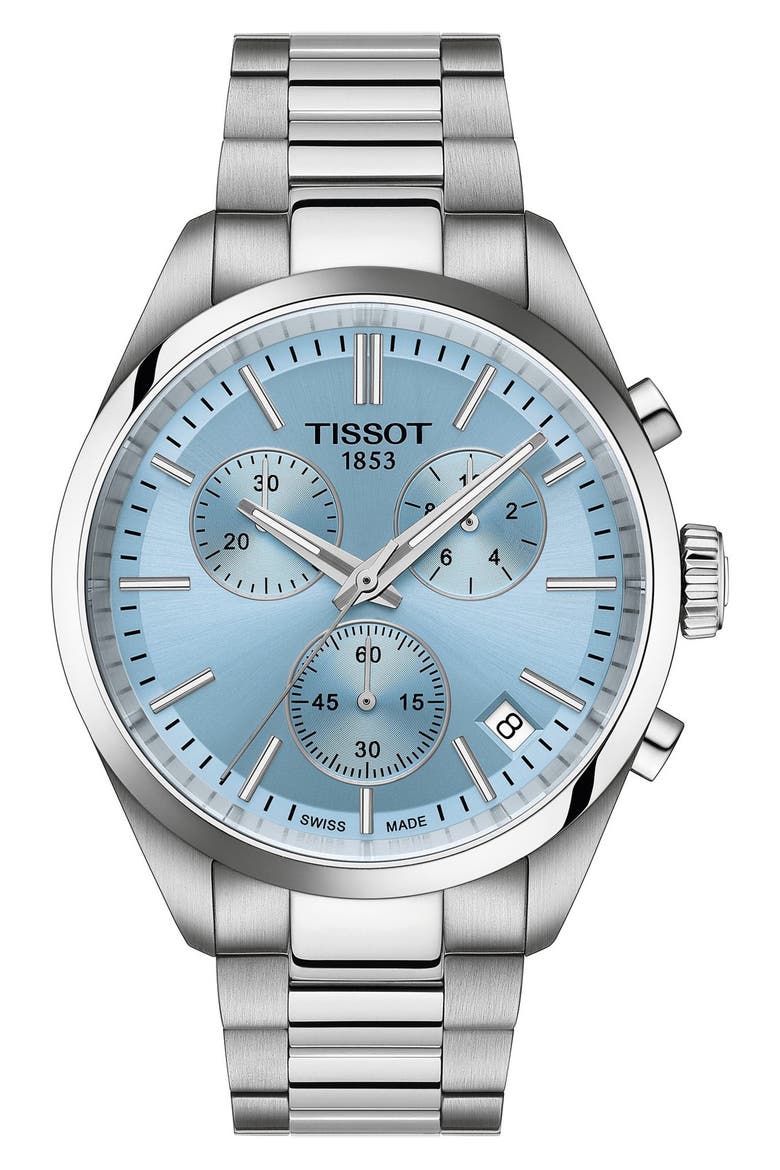 PR100 Chronograph Bracelet Watch, 40mm, Main, color, ICE BLUE/ SILVER