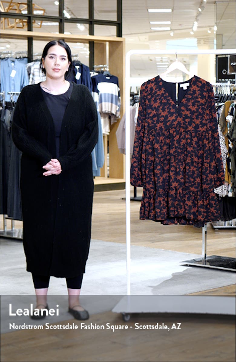 V-Neck Long Sleeve Satin Minidress, sales video thumbnail