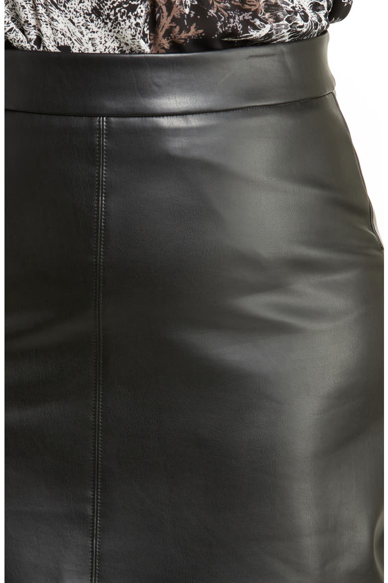 Faux Leather A-Line Skirt, Alternate, color, BLACK