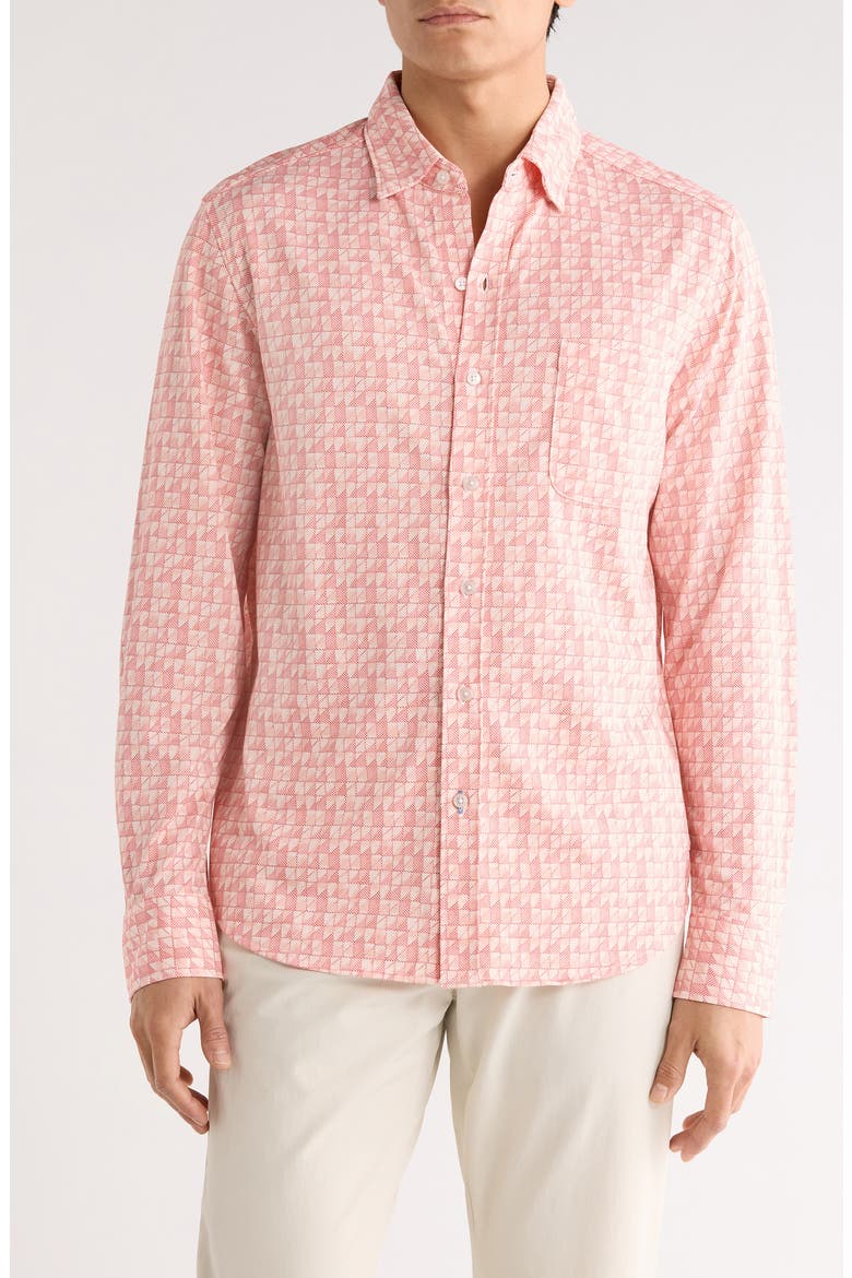 San Lucio Tiles Away Button-Up Shirt, Main, color, DUBARRY CORAL