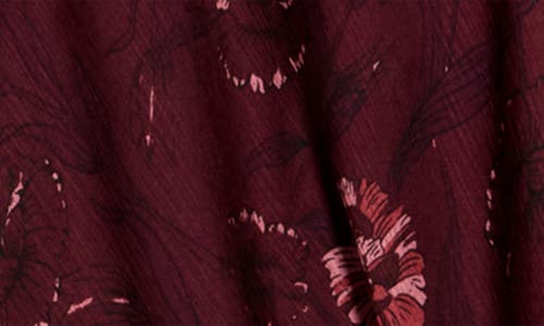 T Tahari Long Sleeve Faux Wrap Blouse In Burgundy