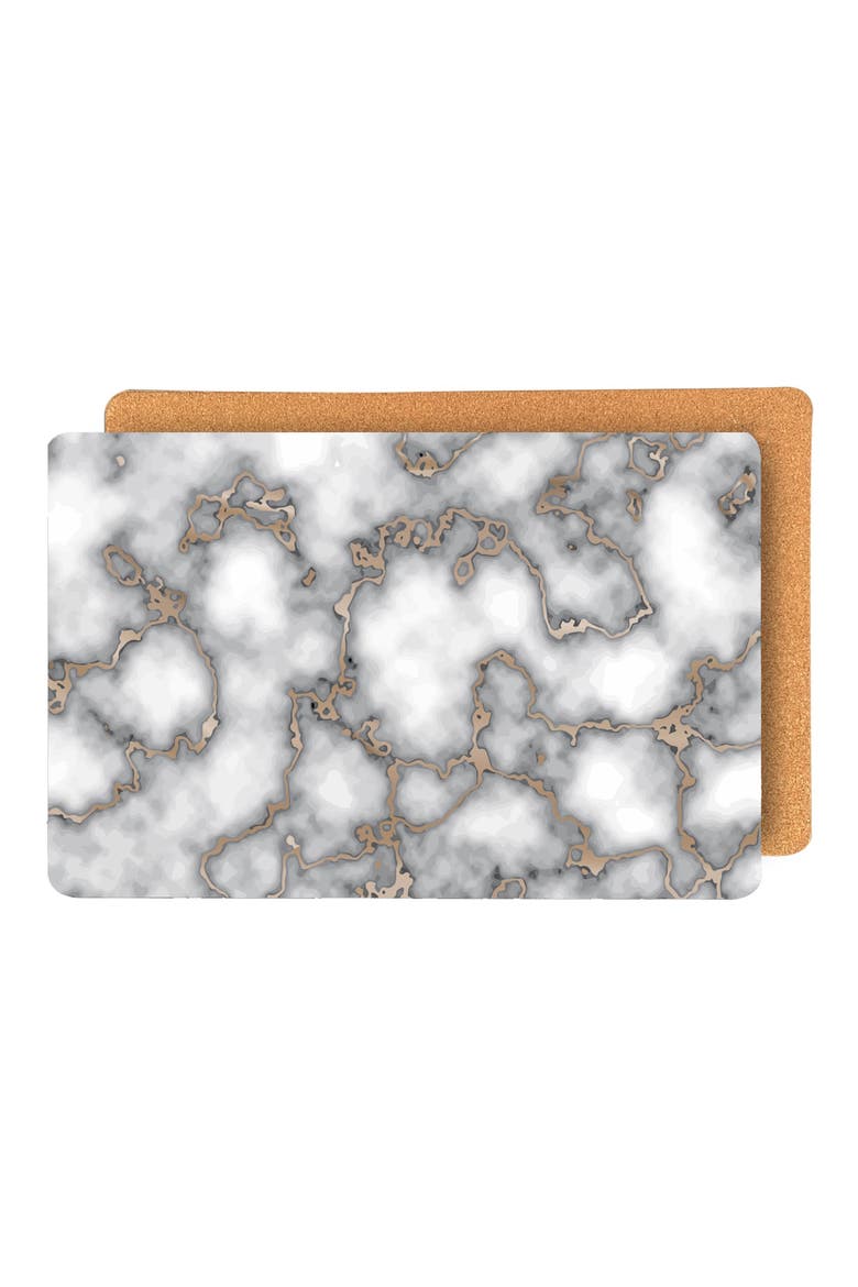 Marble Print Set of 8 Placemats, Main, color, SMOKEY GOLD