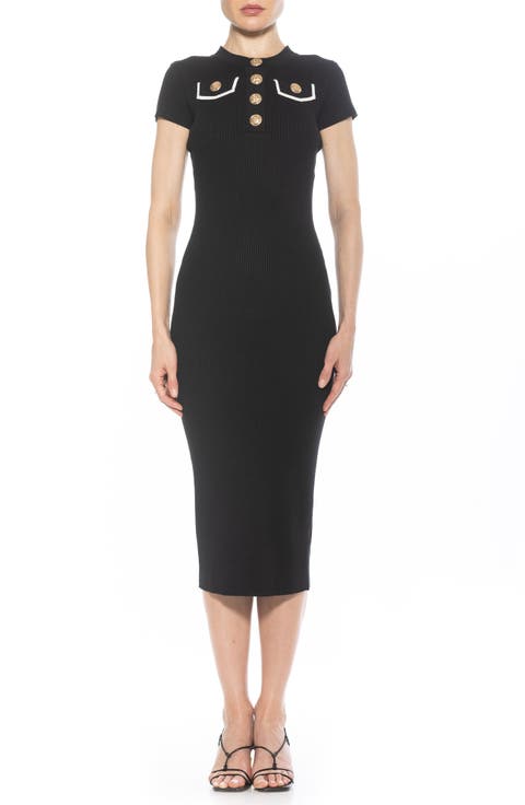 Rhys Crewneck Knit Sheath Midi Dress