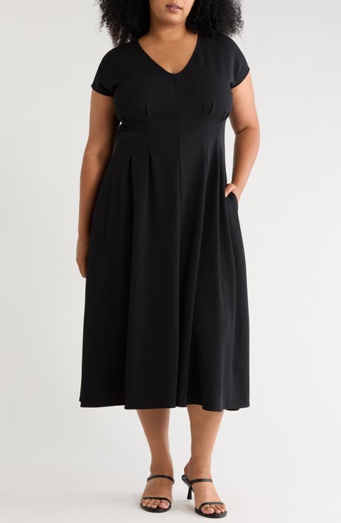 Pleated Waist A-Line Dress