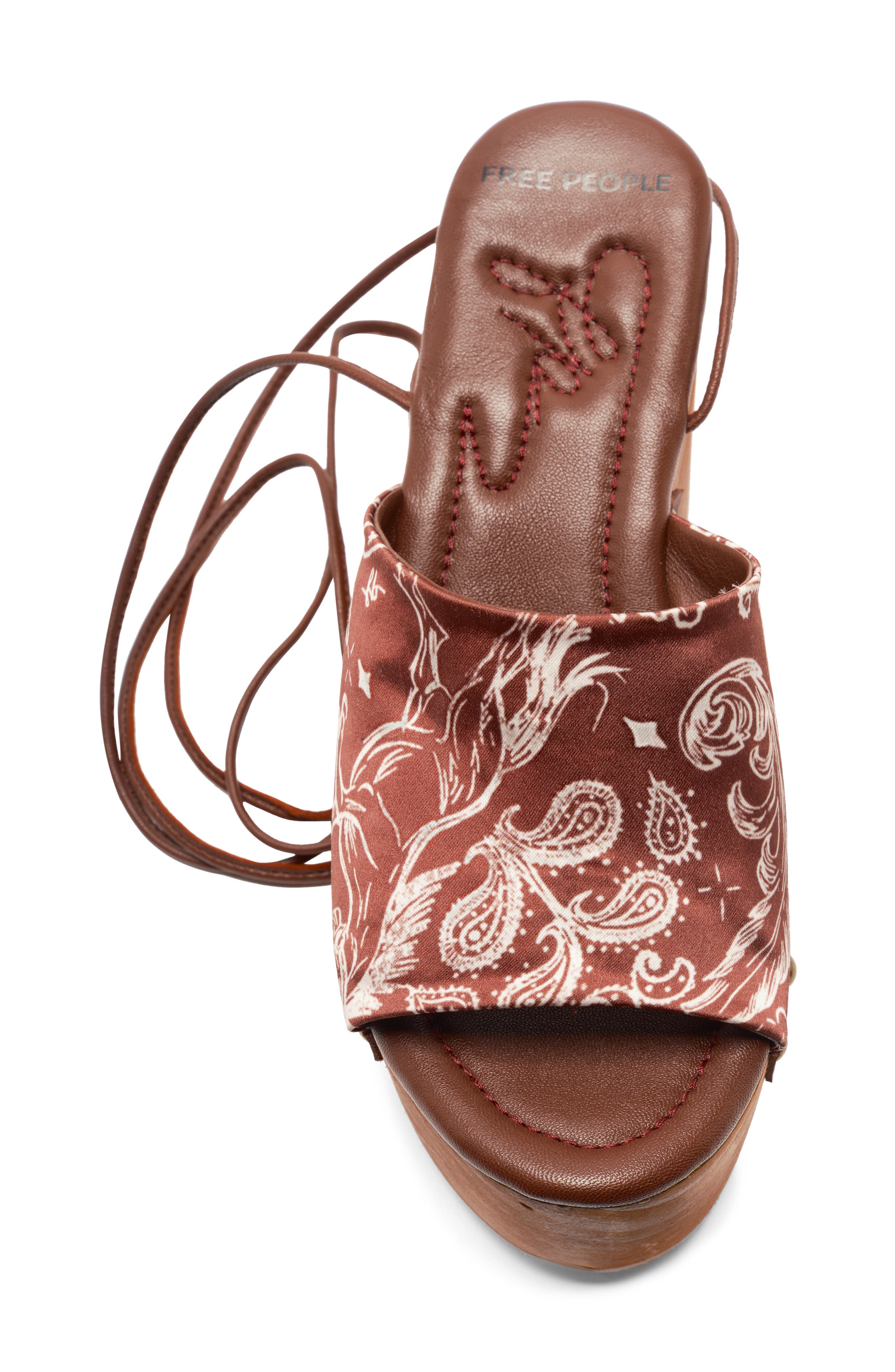 Free People Front Row Wraparound Ankle Strap Platform Sandal, Alternate, color, Horses Bandana