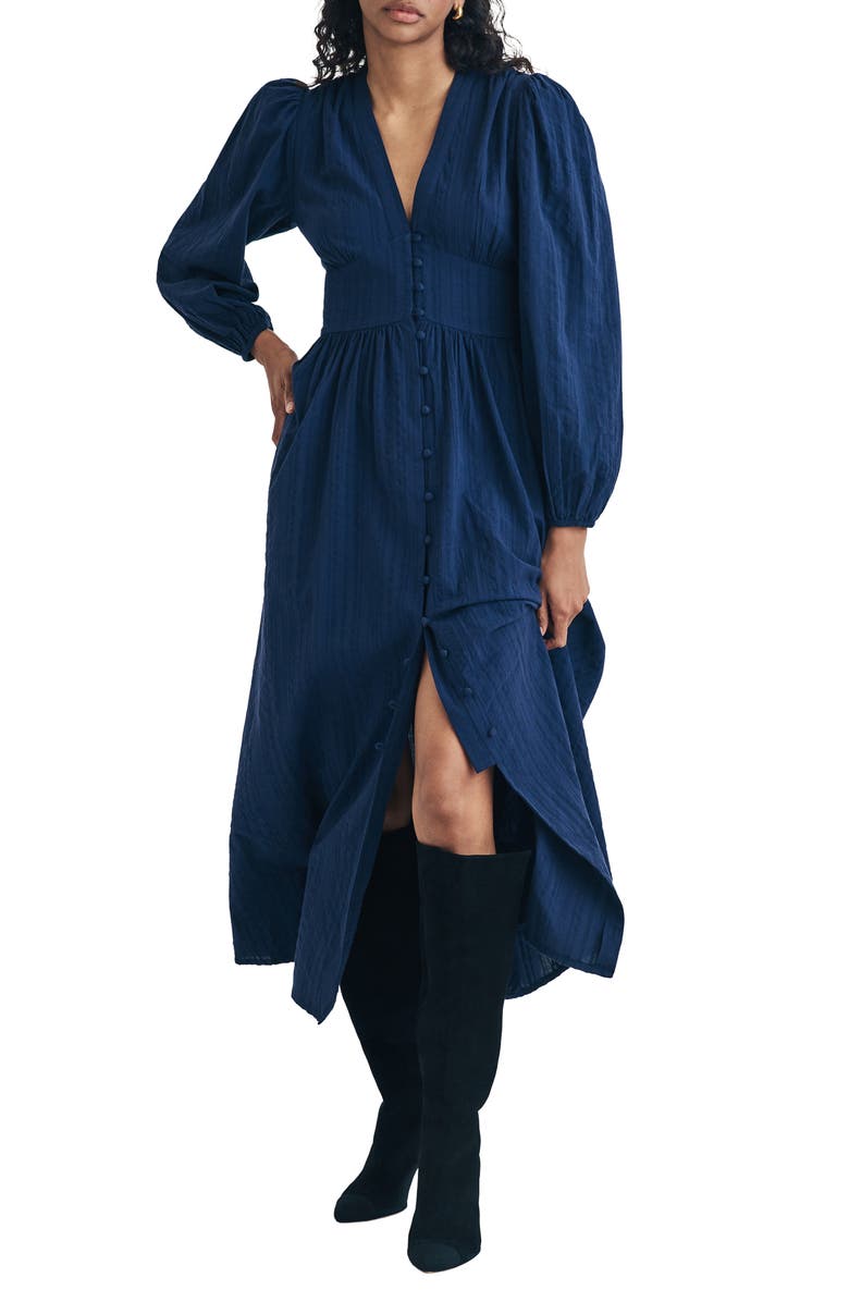 Nobody's Child Starlight Long Sleeve Cotton Midi Dress, Main, color,