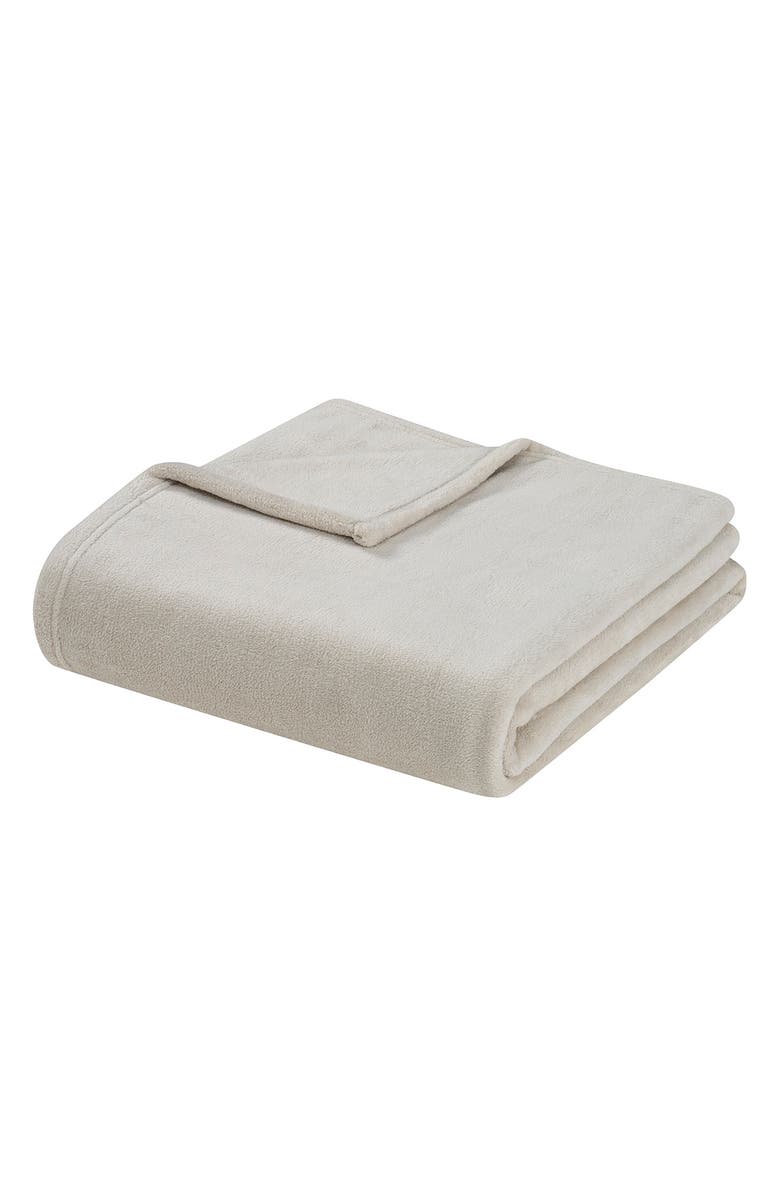 Tahari Plush Throw Blanket, Main, color, Pumice Stone