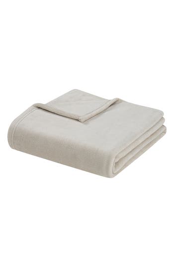 Tahari Plush Throw Blanket In Pumice Stone