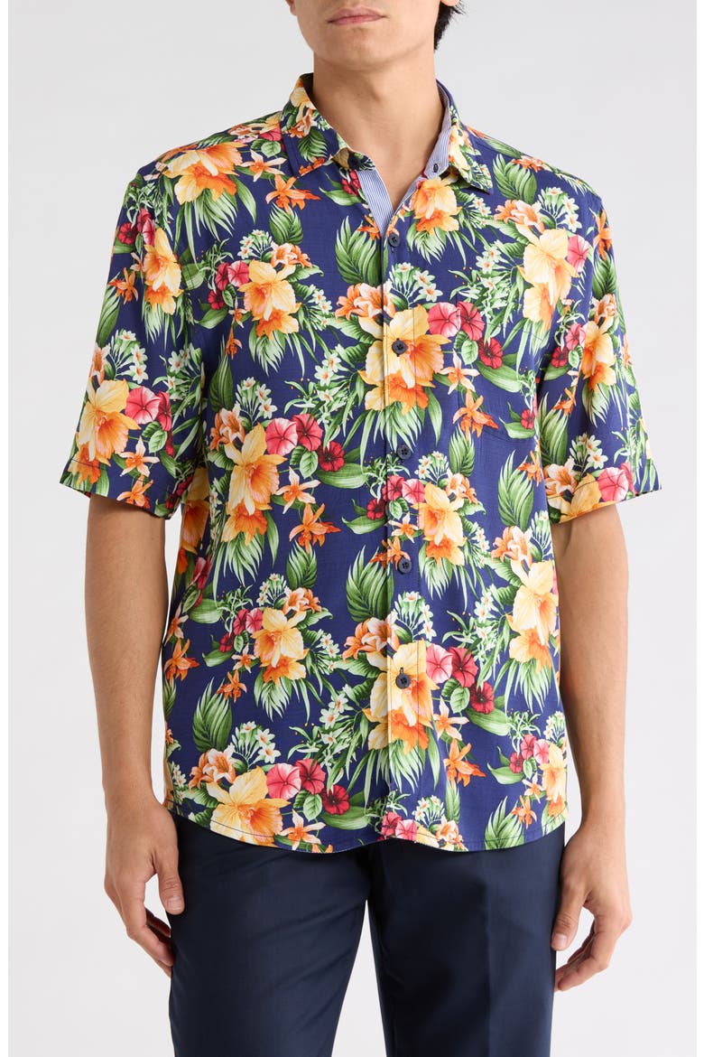 Veracruz Cay Procida Paradise Button Front Shirt, Main, color, ECLIPSE
