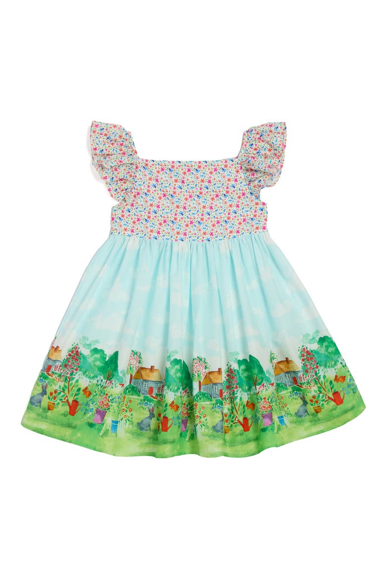 Kids' Scenic Border Print Dress, Main, color, MULTI