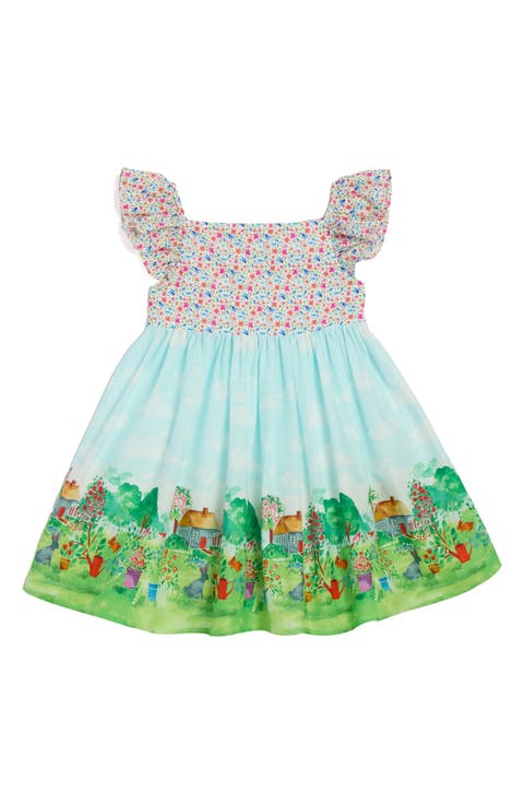 Kids' Scenic Border Print Dress (Toddler & Little Kid)
