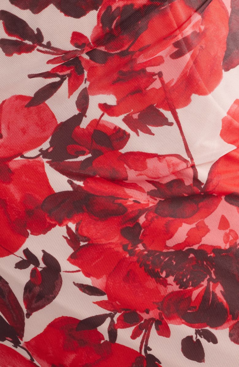 Anne Klein Side Ruched Long Sleeve Midi Dress, Alternate, color, Rose Mist Multi