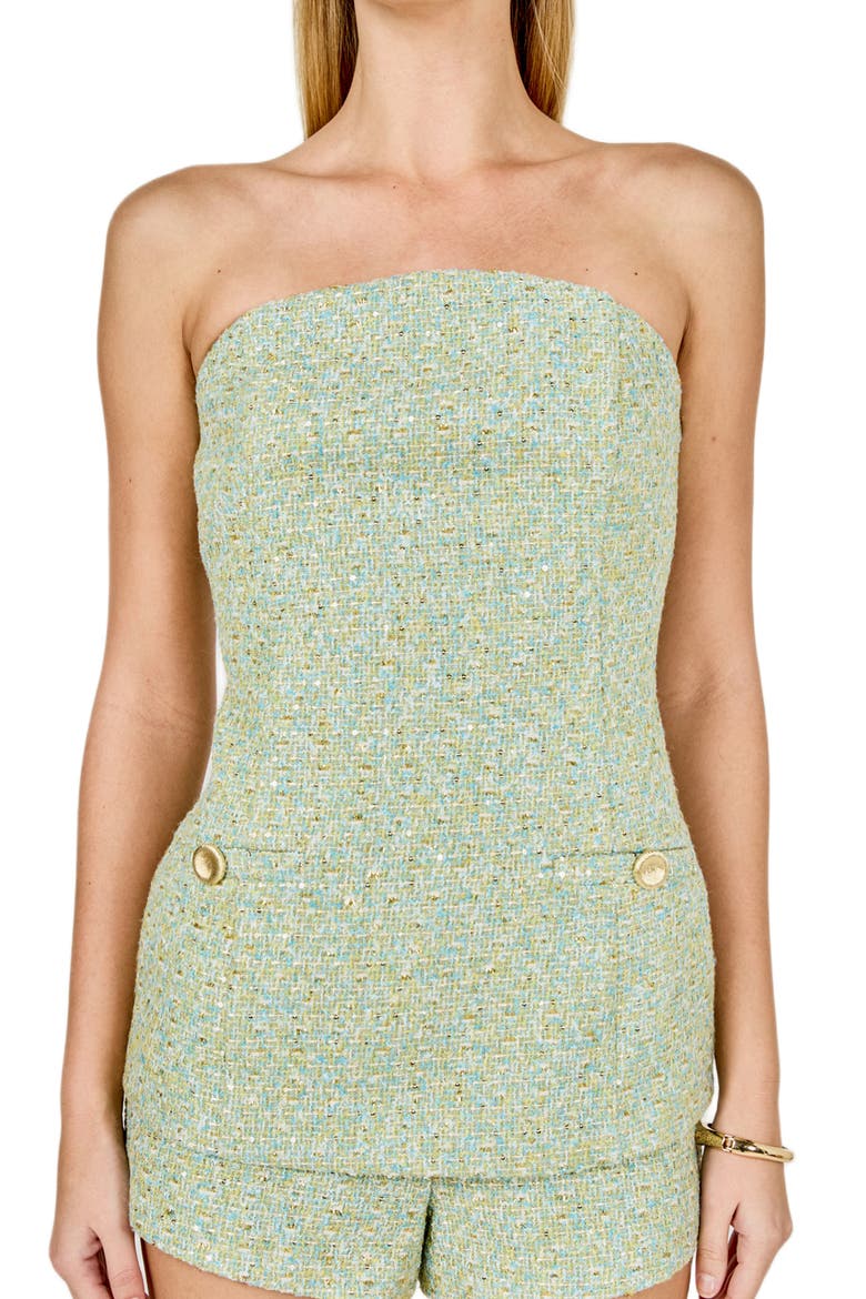 Metallic Tweed Strapless Top, Alternate, color, MINT MULTI