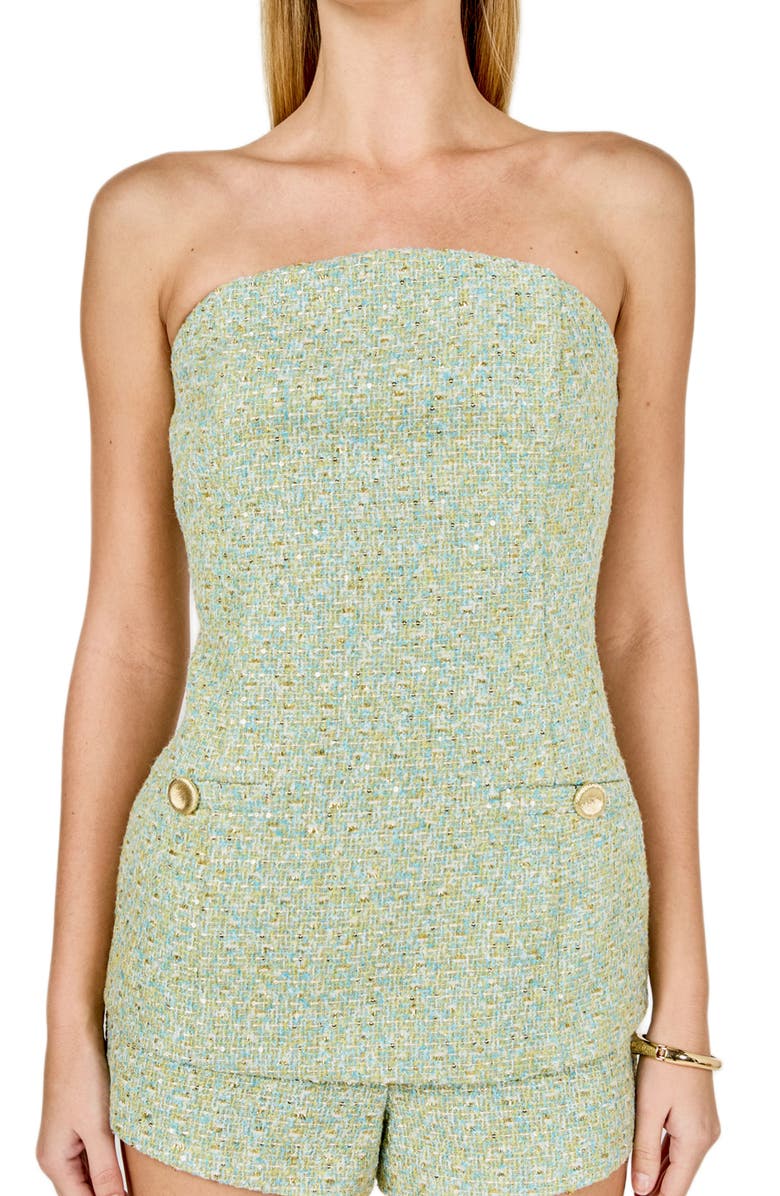 Endless Rose Metallic Tweed Strapless Top, Alternate, color, Mint Multi