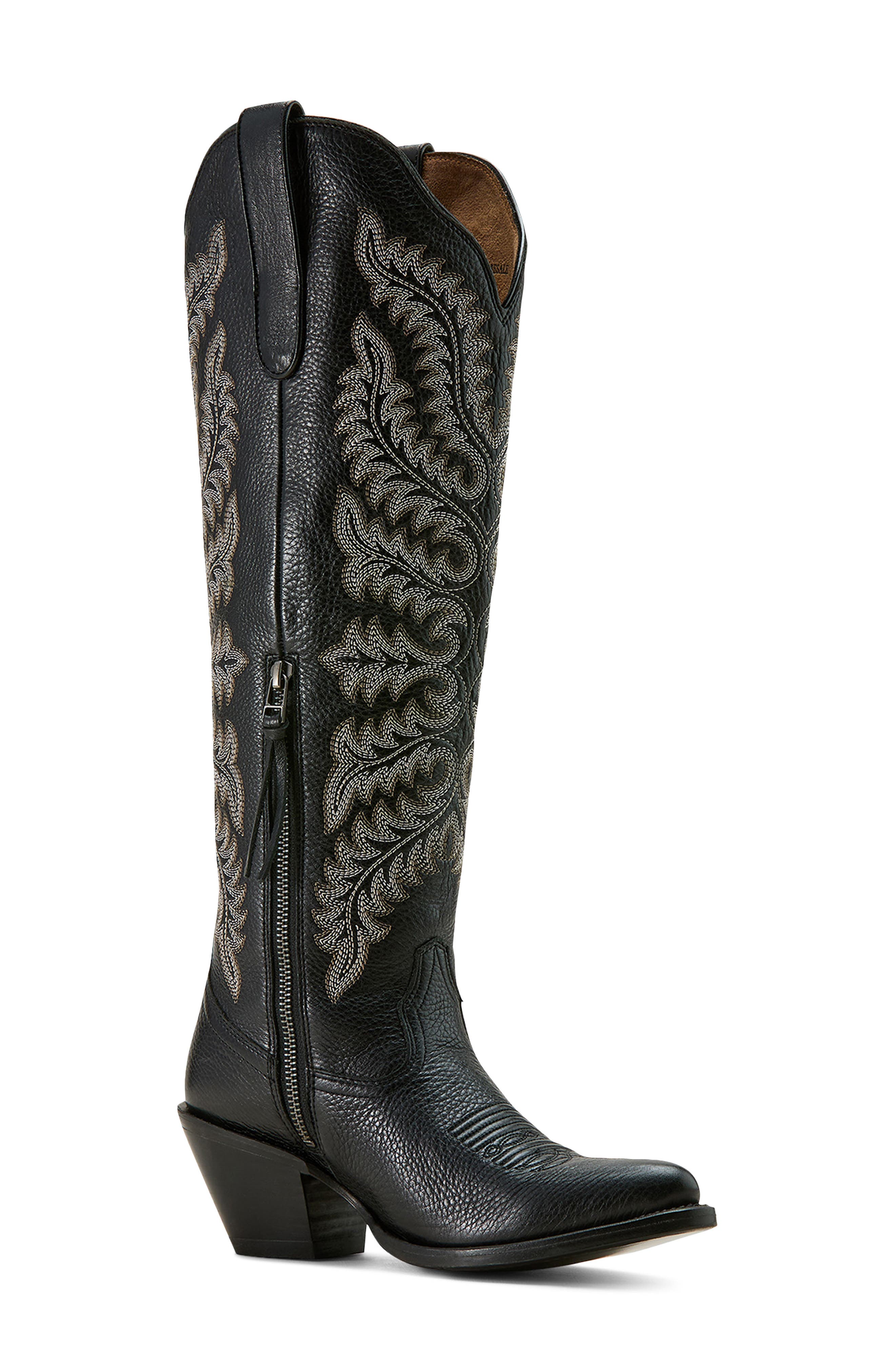 Ariat Helena Cowboy Boot, Alternate, color, Black Deertan