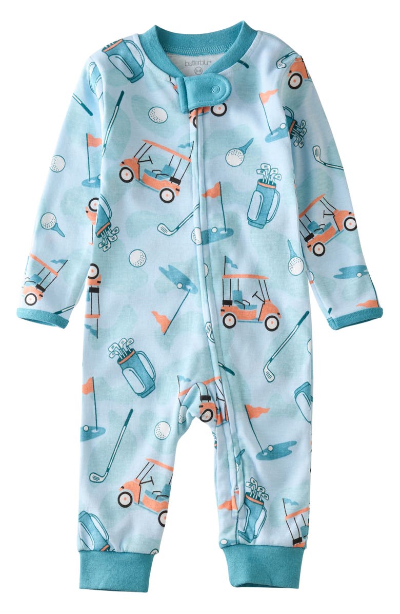 BUTTERBLU Shadow Footless Sleep & Play Organic Cotton Romper, Main, color, Little Golfer Blue