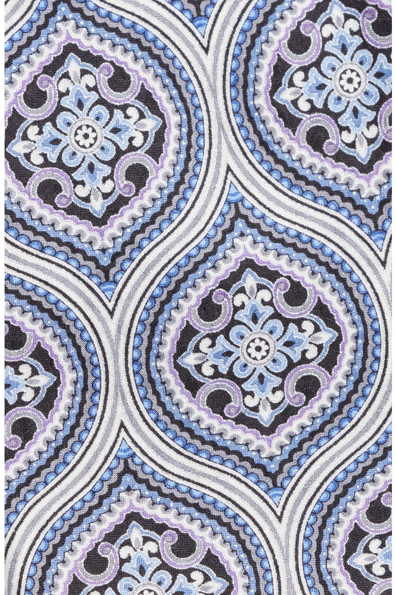 Moroccan Tile Print Silk Tie, Alternate, color, SILVER GREY/ BLUE