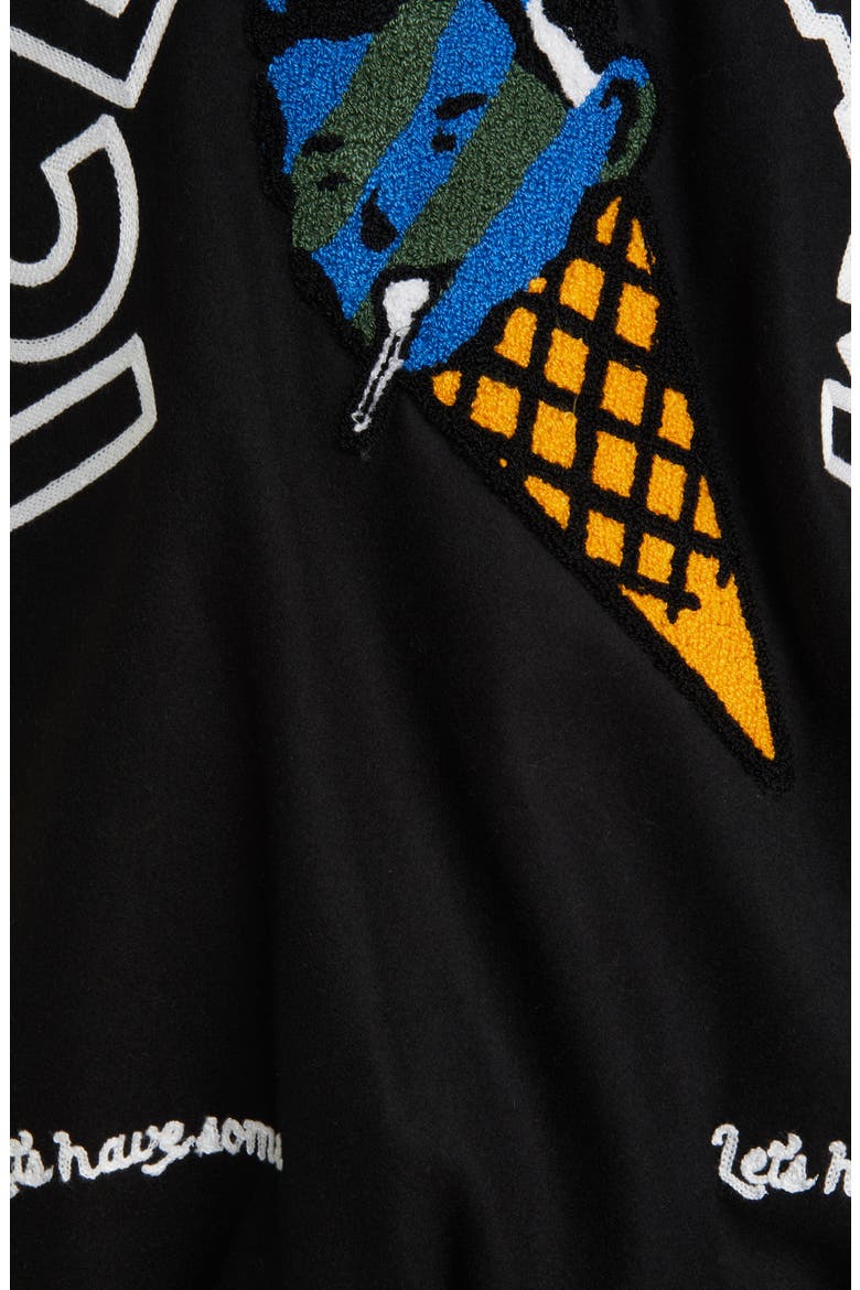 Dollar Sign Varsity Jacket, Alternate, color, BLACK